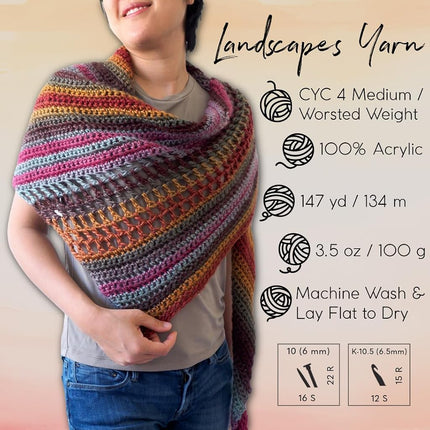 Lion Brand Yarn, Landscapes Crochet Yarn, Volcano, Multicolor, 3 Pack