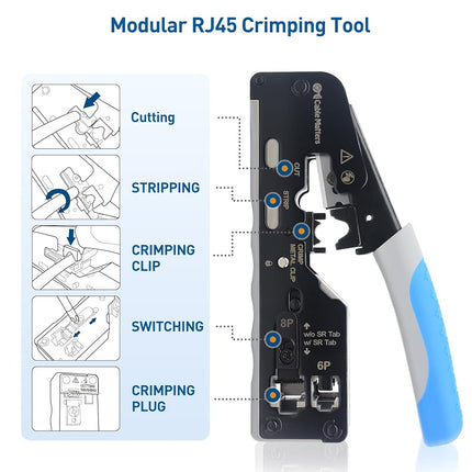 Cable Matters All-In-One Modular Ethernet Crimping Tool Cat 8 (Cat5 Cat6 Cat7 Cat8 Crimping Tool) for Shielded Pass-Through Connectors