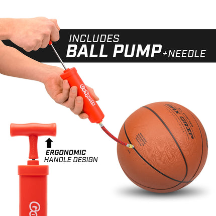 Ballons de basketball en caoutchouc GoSports pour l'intérieur/extérieur - Lot de six ballons de taille 7 avec pompe et sac de transport