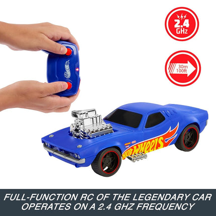 Hot Wheels Remote Control Car, 1:16 Scale Rodger Dodger Toy Car, Special 50th Anniversary Edition RC Vehicle, HTP54