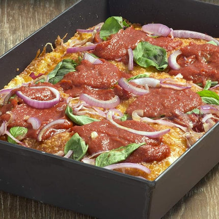 LloydPans Kitchenware 8 inch by 10 inch by 2.5 inch Detroit Style Pizza Pan, Pre-Seasoned, Stick Resistant, Made in The USA, Black