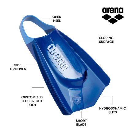 Arena Powerfin Pro II Swimming Fins, Blue, Size 38-39