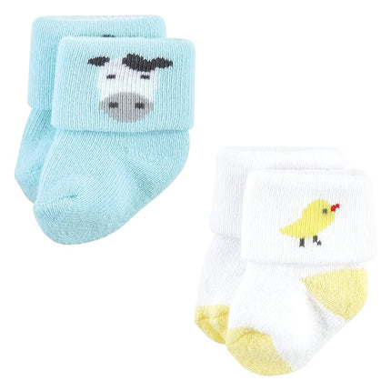 Hudson Baby Baby Girls' Cotton Rich Newborn and Terry Socks, Farm 12-pack, 6-12 Months