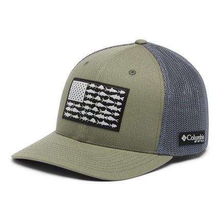 Gorra de béisbol de malla Columbia unisex PFG Fish Flag, Cypress/Grill/Bandera de pez de EE. UU., Grande/XG, Cypress/Grill/Bandera de pez de EE. UU., Grande-XG
