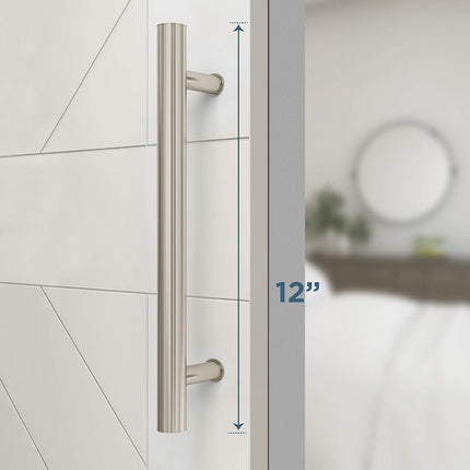 National Hardware N700-101 Interior Sliding Barn Door Hardware Madison Pull, 12 in, Satin Nickel