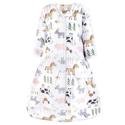Hudson Baby - Saco de Dormir de Felpa de Pelo Sintético de Manga Larga para Bebés Niñas, Manta Ponible, Granja Linda, 0-6 Meses