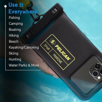 CASE-MATE 2 Pack - Marine Series Waterproof Floating Phone Pouch (Regular Size) - Smartphone Compatible - Black/Hi-Vis Yellow