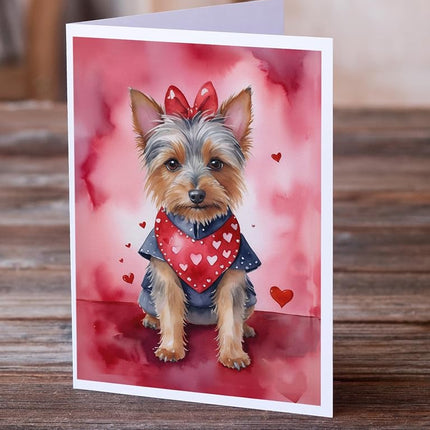 Caroline's Treasures DAC5271GCA7P Australian Terrier My Valentine Greeting Cards Pack of 8 Blank Cards with Envelopes Whimsical A7 Size 5x7 Blank Note Cards