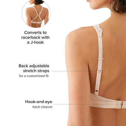 Wacoal Women's Embrace Lace Wire Free Convertible Bra, Sand/Ivory, 32