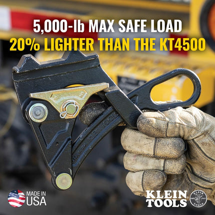 Klein Tools 16477 Grip, Made in USA, Cable Pulling Wide Range Distribution Parallel Jaw Grip with 5000-Pound Max Safe Load