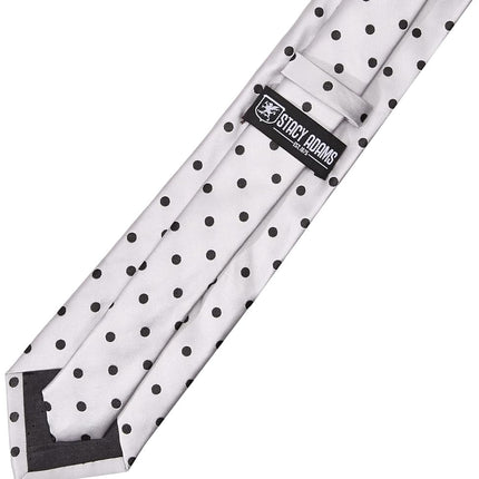Stacy Adams Men's Satin Dot Tie Set, Silver, One Size