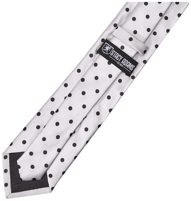 Stacy Adams Men's Satin Dot Tie Set, Silver, One Size