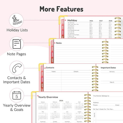Planner Forvencer Academic 2025-2026, 18-Month Daily, Weekly & Monthly Agenda Book, 8.5" x 11", Hardcover Calendar, School Supplies for Students, Beige