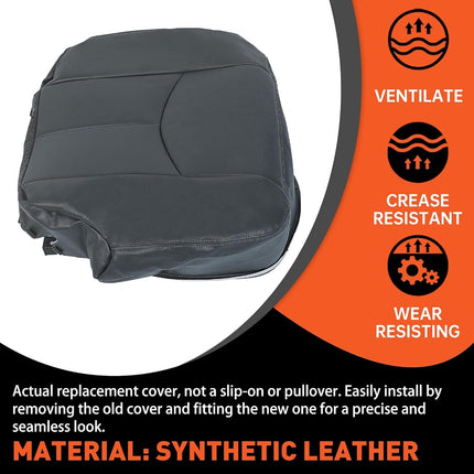 ECOTRIC Seat Cover Compatible with 2003-2006 Chevy Silverado 1500 2500 New Synthetic Leather Diver Bottom Dark Gray