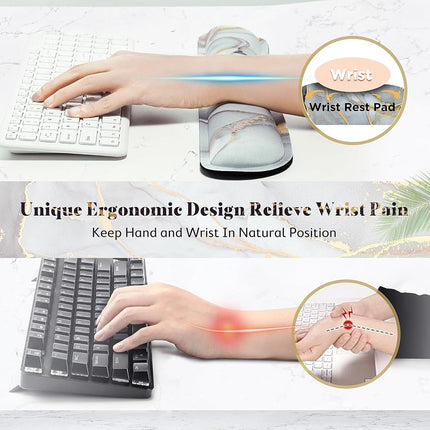 Gimars 17.3'' Extended Keyboard Wrist Rest Pad with 63D High-Density, Firm Memory Foam, Anti-Slip Rubber Base and Ergonomic Design for Typing Pain Relief,Office,Gaming,Computer, Laptop,Cloud Gray Gold