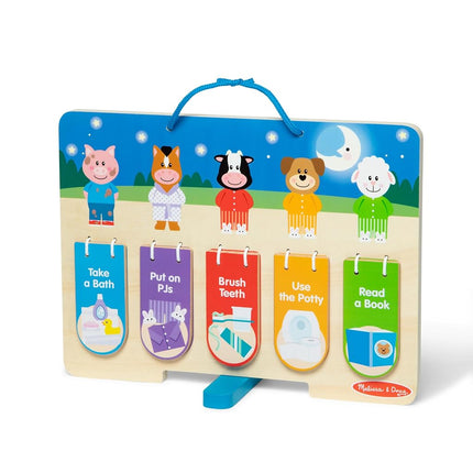 Melissa & Doug Wooden My Daily Day & Night Routines Chart – Double-Sided Interactive Board with Flip Tabs – Early Learning Toy for Kids Age 3 Plus - FSC Certified