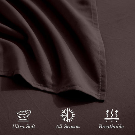 Celine Linen 3-Piece Bed Sheet Set with Deep Pockets, Twin Chocolate Brown