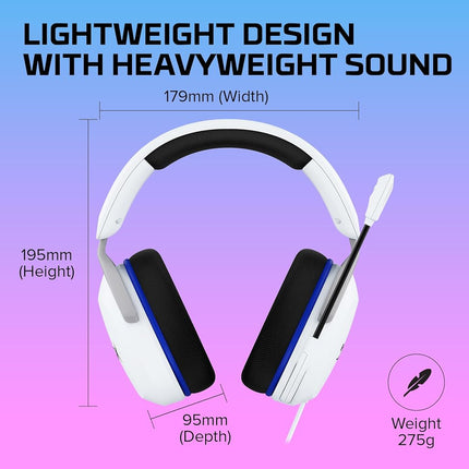 HyperX Cloud Stinger 2 Core Blanc - Casque Gaming pour PlayStation, PS5, PS4, confort léger, haut-parleurs de 40 mm, commandes audio faciles d'accès