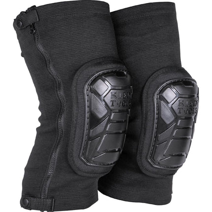 KLEIN TOOLS 60630 Tough-Flex Knee Sleeves for Work, Construction, Low-Profile Sleeve with Zipper, Gel-Like Foam, Black, L/XL