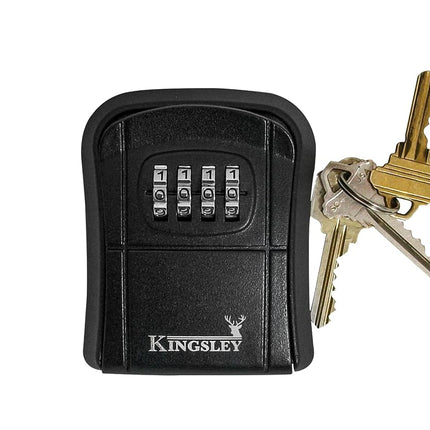 Kingsley QCH-807 Key Storage Box, Wall Mounted, Resettable Code, Water Resistant Realtor Key Lock Box for AirBnB, Spare Keys, Home, Apartment