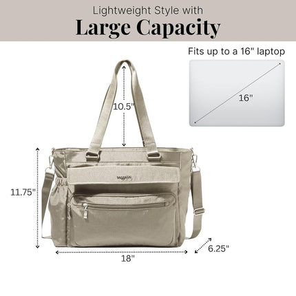 Baggallini Modern Laptop Tote, Sterling Shimmer, One Size