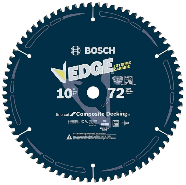 Bosch DCB1072CD 10" 72 Tooth Edge Circular Saw Blade for Composite Decking