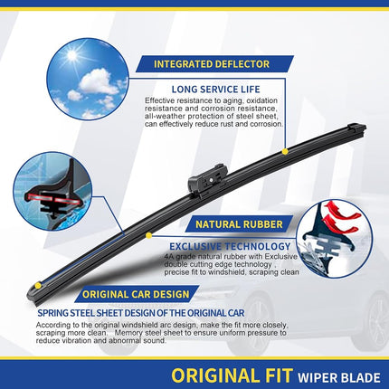 3 wiper Replacement for Audi Q5 2009-2017 SQ5 2014-2017 Q3 2019 2020-2022 RS Q3 2021-2022 Original Equipment Replacement Windshield Wiper Blade Set - 24"/20"/13" (Set of 3) Top Lock 16mm
