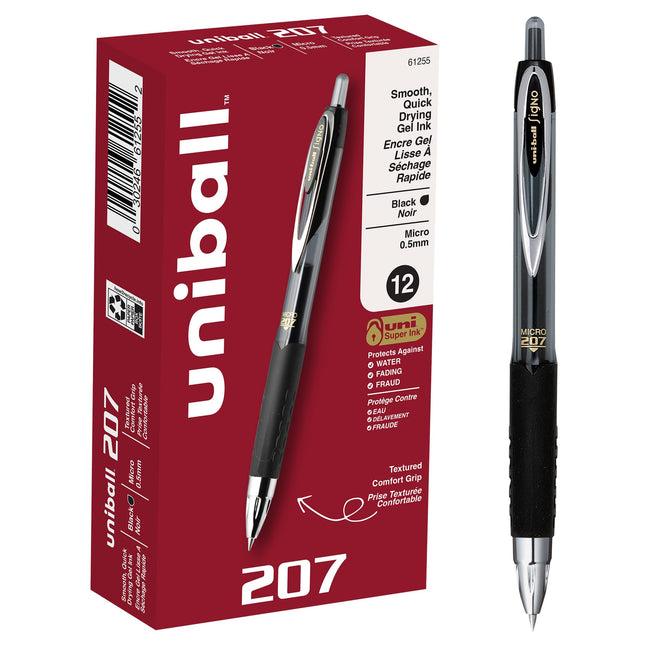 Uni-Ball Signo 207 Retractable Gel Pen, Micro Poin