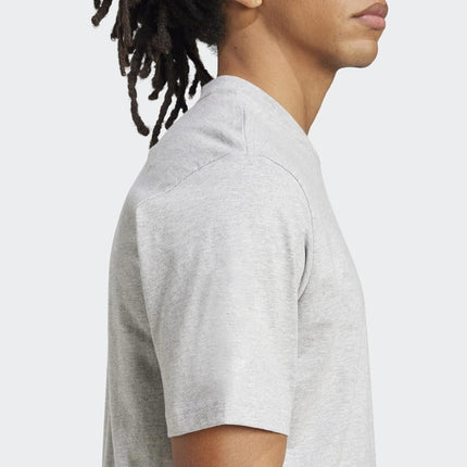 Adidas Mens Essentials Linear Single Jersey T-Shirt, Medium Grey Heather/Black, XX-S