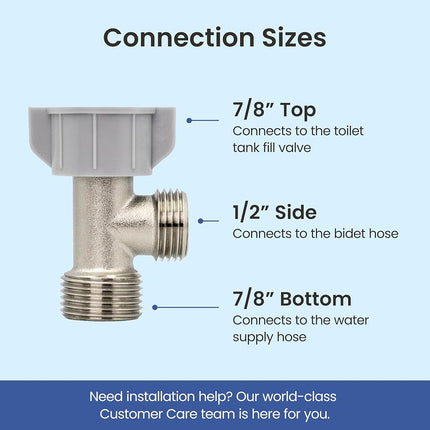 LUXE Bidet 7/8" x 7/8" x 1/2" Hybrid Metal & Plastic Cold Water T-Adapter for Bidets, Only Compatible with NEO Series Bidets Attachments