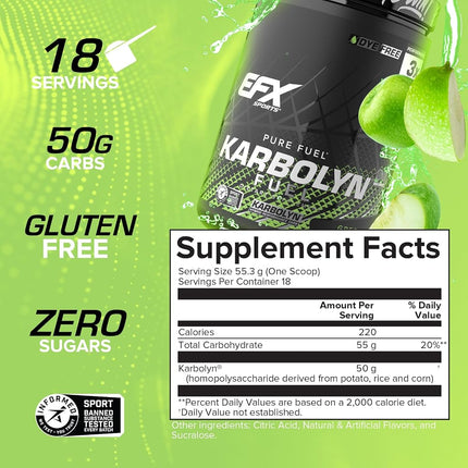 EFX Sports Karbolyn Performance Carb Fuel, Green Apple, 35.3 Ounce