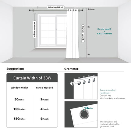 Deconovo Cortinas Opacas para Dormitorio, 72 Pulgadas de Largo - Cortinas para Oscurecer la Habitación, Cortinas con Ojales para Ventana, Diseño de Ondas y Puntos (38 Ancho X 72 Largo, Negro, Juego de 2)