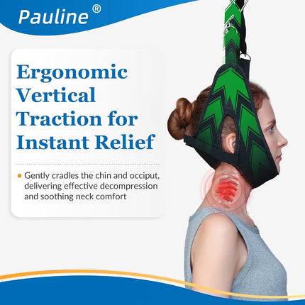 Cervical Neck Traction Device Over the Door - Hanging Neck Stretcher for Cervical Spine Decompression and Pain Relief - Home Use Neck Sling to Relieve Tension & Stiffness