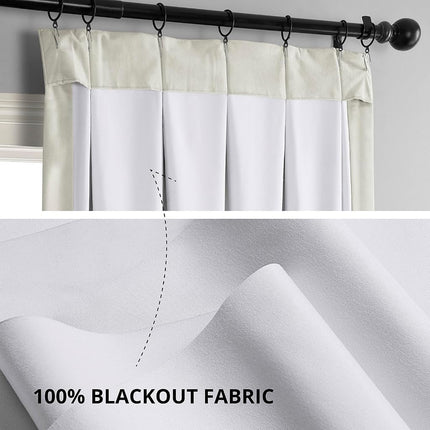 HPD Half Price Drapes Velvet Blackout Curtains/Drapes - 96 Inches Long 1 Panel Blackout Curtain Signature Pleated for Living Room & Bedroom - 25W X 96L, Off White