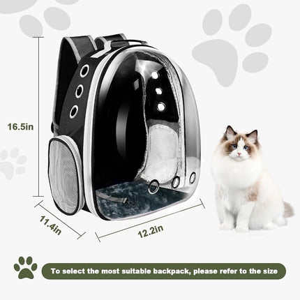 Cat Backpack Carrier, Pet Cat Carrier with Ventilated Design for Carrying Puppy Cats, Pet Carrier Backpack for Traveling/Hiking/Camping/Outdoors Airline Approved Travel (Black)