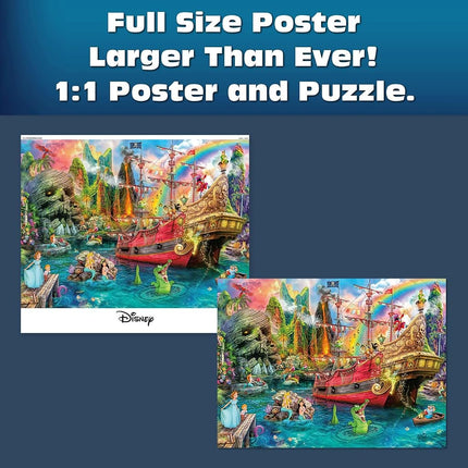 Ceaco - Sapphire Select - Disney - Peter Pan Mermaid Lagoon - Puzzle de 1000 pièces - Stimulant et amusant - Planche de puzzle à dos bleu - Boîte cadeau - Affiche grandeur nature incluse