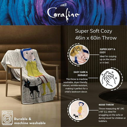 Couverture polaire ultra douce et confortable Coraline The Movie de Franco Collectibles, 117 cm x 152 cm (produit sous licence officielle)