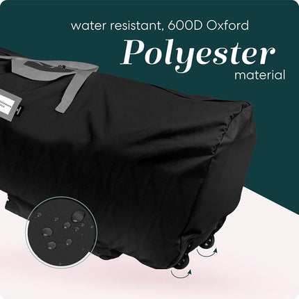Bolsa de almacenamiento con ruedas Handy Laundry para árbol de Navidad artificial de 9 pies. Bolsa con cremallera, asas de transporte y ruedas para facilitar el transporte. Protege contra el polvo, los insectos y la humedad. (NEGRO)