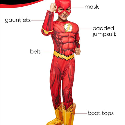 Rubies Official DC Superhero The Flash Deluxe Child's Costume, Child's Size Small Age 3-4 Years, Multiolour Halloween