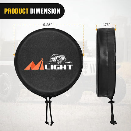 Nilight 9inch Round Offroad Driving Pod Light Cover, 9.25 Inch Diameter Black Leather Protective Cover for Auxiliary Ditch Fog Bumper Headlight on Jeep Truck SUV ATV UTV Tractor