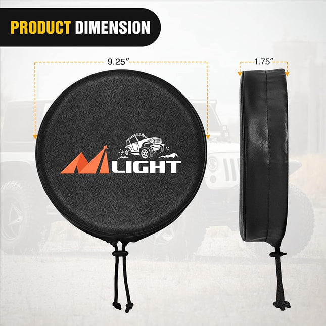 Nilight 9inch Round Offroad Driving Pod Light Cover, 9.25 Inch Diameter Black Leather Protective Cover for Auxiliary Ditch Fog Bumper Headlight on Jeep Truck SUV ATV UTV Tractor