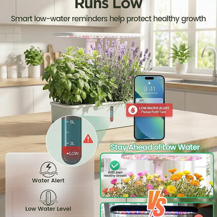 LetPot LPH-Air Hydroponics Growing System Kits, APP & WiFi Controlled Smart Indoor Garden with 24W Grow Light Full Spectrum, 10 Pods Planter Indoor Gardening for Gifts, Kitchen, Vegetable