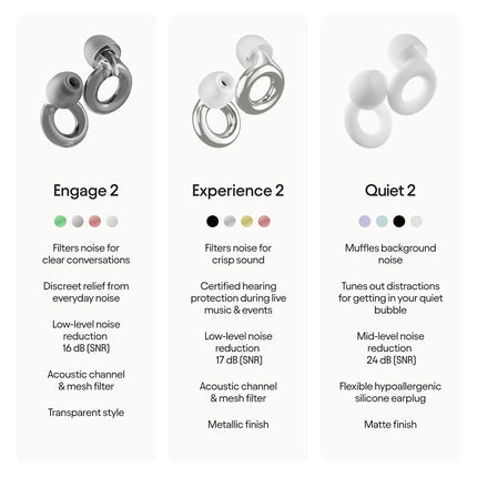 Loop Engage 2 Ear Plugs - Everyday Noise Relief with Clear Speech