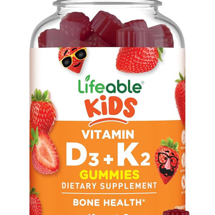 Lifeable Vitamin D3 1000 IU + K2 100mcg - for Kids