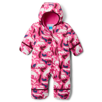 Columbia Youth Infant Snuggly Bunny 2 Bunting, Snowsuit Romper, Pink Ice Uniflauge/Satin Pink, 3/6 Months