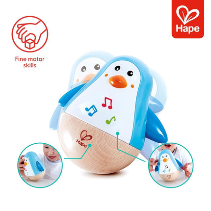 Hape Penguin Musical Wobbler | Colourful Wobbling Melody Penguin, Roly-Poly Toy for Kids 6 Months+