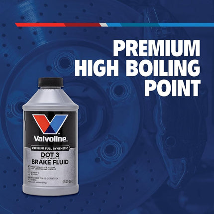 Liquide de frein synthétique Valvoline DOT 3 avec point d'ébullition élevé, protection contre la corrosion, résistance au bouchon de vapeur, compatible avec les systèmes de freinage ABS, à disque et à tambour, 355 ml