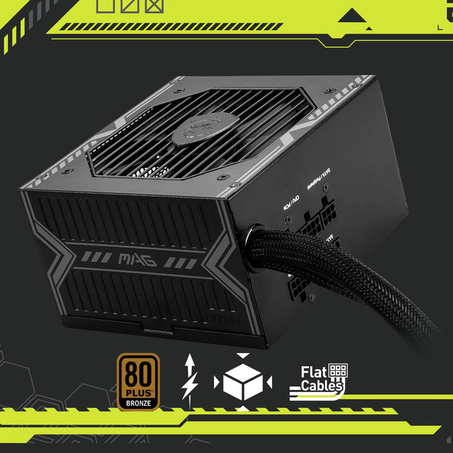 Fuente de alimentación para gaming MSI MAG A650BE - Certificación 80 Plus Bronze 650W - Semimodular - PSU ATX de bajo ruido