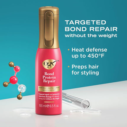 OGX Abbey Yung Favorites Set includes Bond Protein Repair 450°F Heat Protect Spray, Bond Protein Repair 1-Min Treatment Mask & Damage Remedy + Coconut Miracle Penetrating Oil, 3 Full Size Items