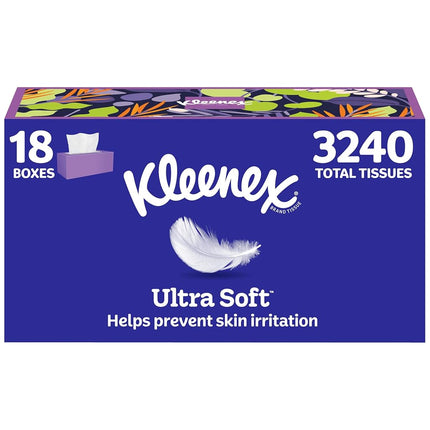 Kleenex Ultra Soft Facial Tissues, 18 Flat Boxes, 